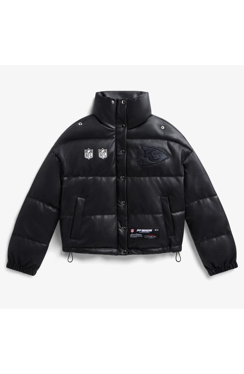 Off Season Women's  Black Kansas City Chiefs Faux Leather Puffer Jacket, Main, color, Black