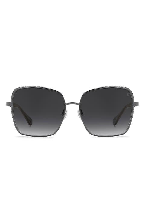 60mm Crystal Gradient Rectangular Sunglasses