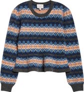 Cinq à Sept Evelyn Stripe Peplum Crewneck Sweater