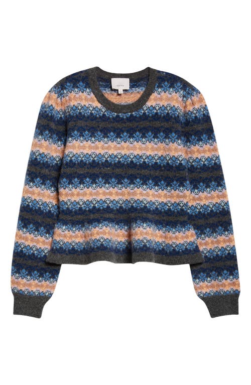 Cinq À Sept Evelyn Stripe Peplum Crewneck Sweater In Multi