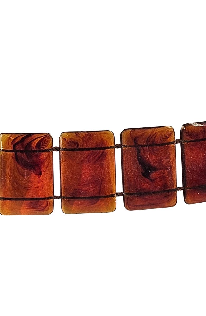 MADISON BEVERLY HILLS Vintage 1970's Tortoise Shell Celluloid Plastic Link Belt, Alternate, color, Brown