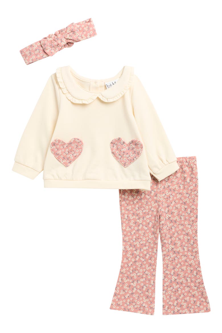 Fleece Top, Leggings & Headband Set, Main, color, BUTTER CREAM