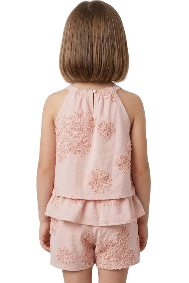 Kids' Ruffle Embroidered Peplum Cotton Top, Alternate, color, BLUSH