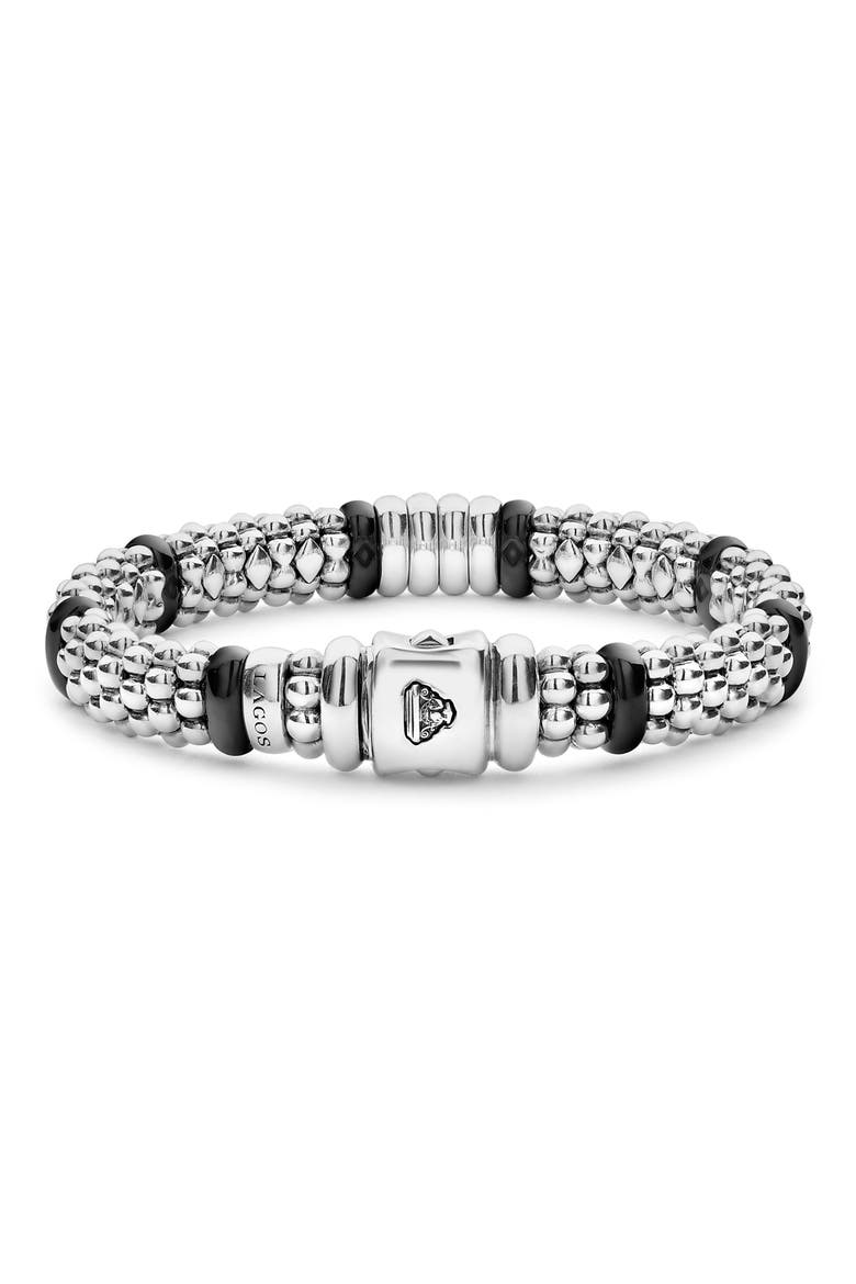 Black Caviar Diamond 4-Link Bracelet, Alternate, color, SILVER/ BLACK CERAMIC/ DIAMOND