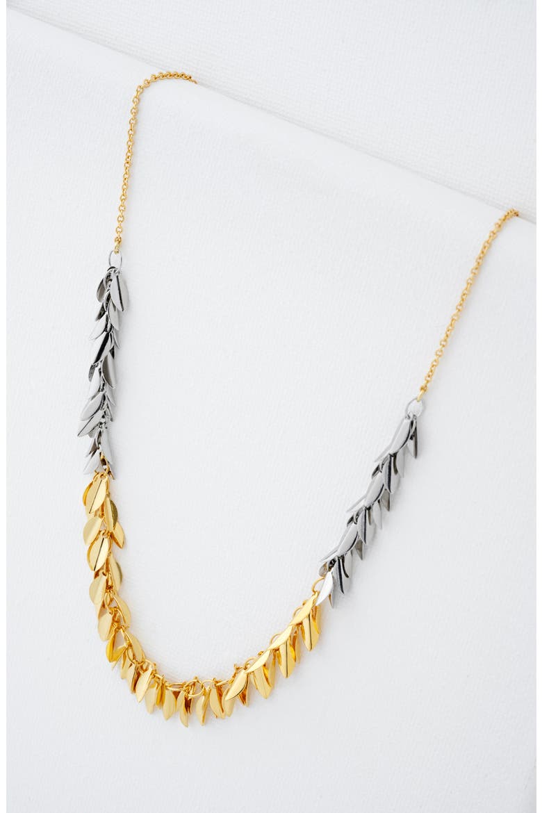 Pemina Petal Fringe Necklace, Alternate, color, GOLD SILVER TONE