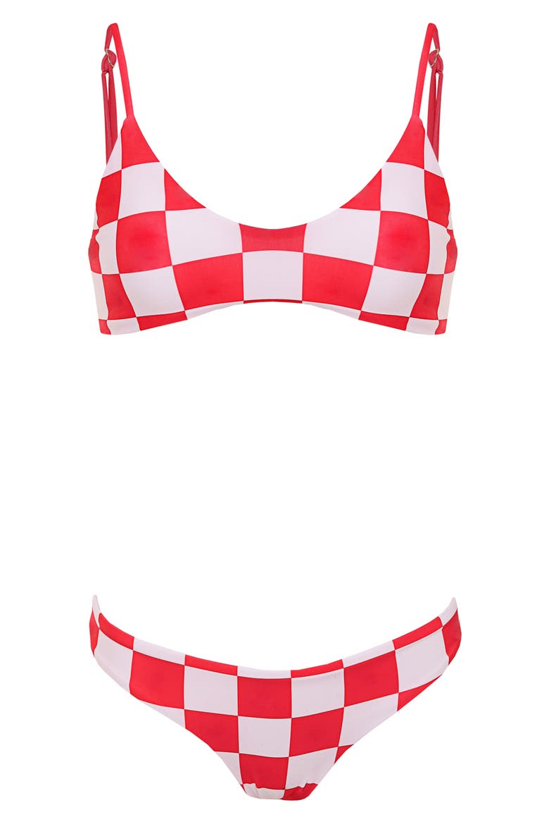 Cherry Checker Liberties Reversible Bikini Top, Alternate, color, WHITE