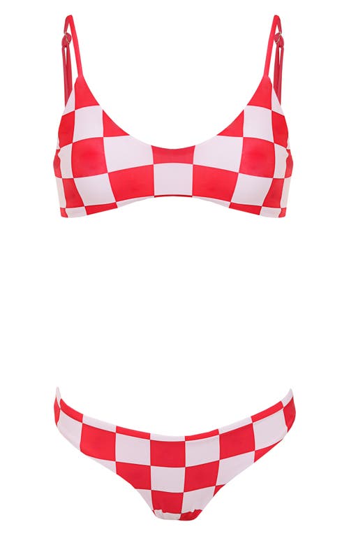 Maaji Cherry Checker Liberties Reversible Bikini Top In Brown