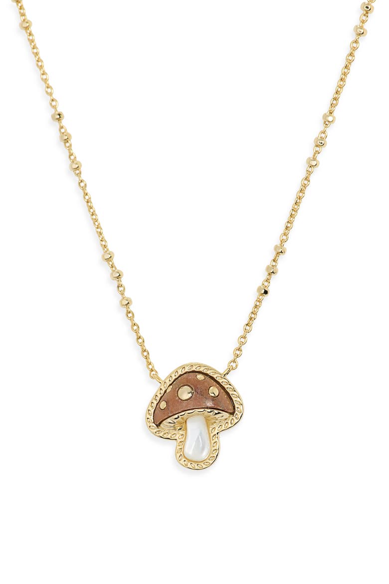 Mushroom Pendant Necklace, Main, color, GOLD BROWN MIX