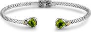 SAMUEL B. Sterling Silver & 18k Gold Peridot Heart Bangle