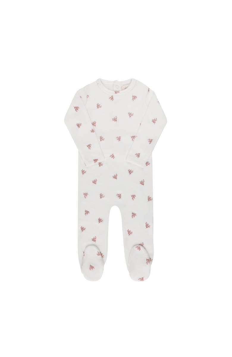 Ely's & Co. Velour Leaf Pattern Collection - Footie, Main, color, Ivory/Girl