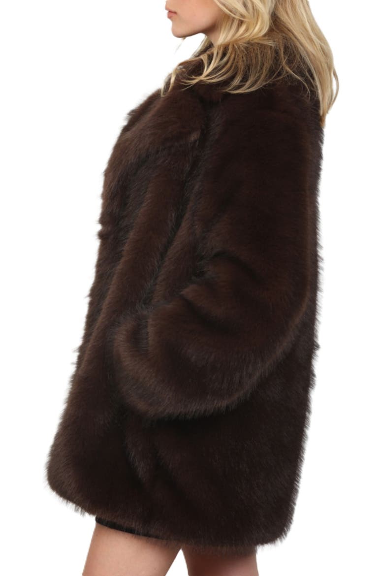 Frosted Long Hair Faux Fur Coat, Alternate, color, BROWN