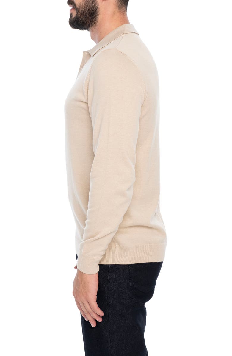 VELLAPAIS Long Sleeve Polo, Alternate, color, Beige