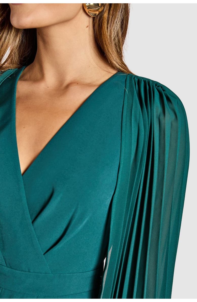 Coast V Neck Pleated Long Sleeve Jumpsuit, Alternate, color, Emerald