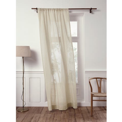 Linen Sheer Curtain with Light Filtering Rod Pocket Curtain for Living Room, Bedroom