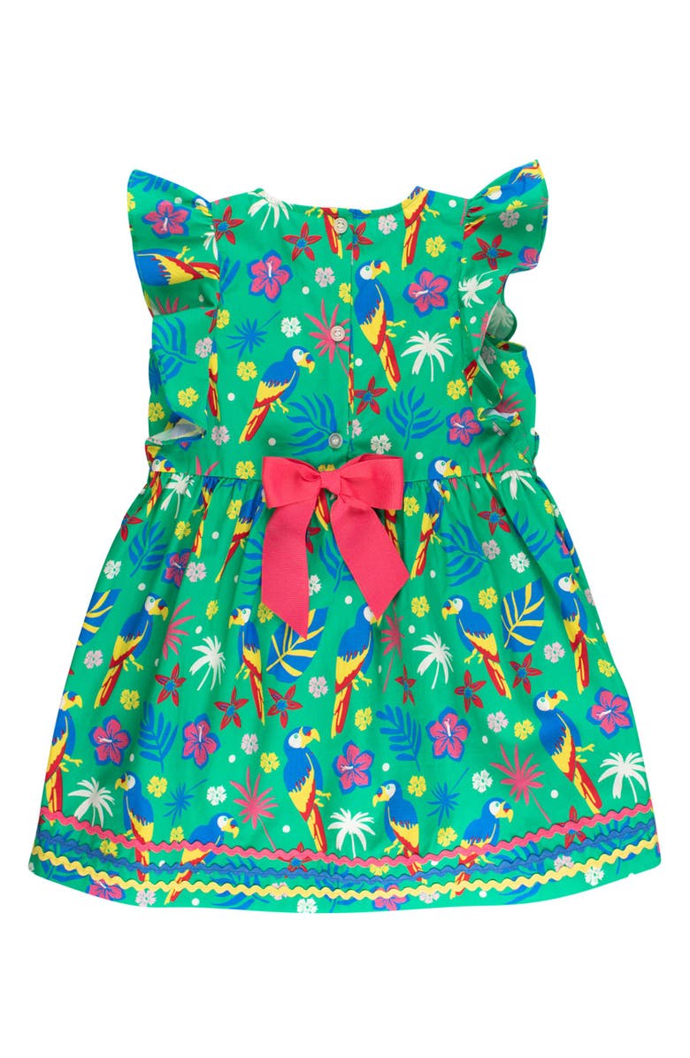 RuffleButts Woven Butterfly Sleeve Bow Dress, Alternate, color, Parrot Palms
