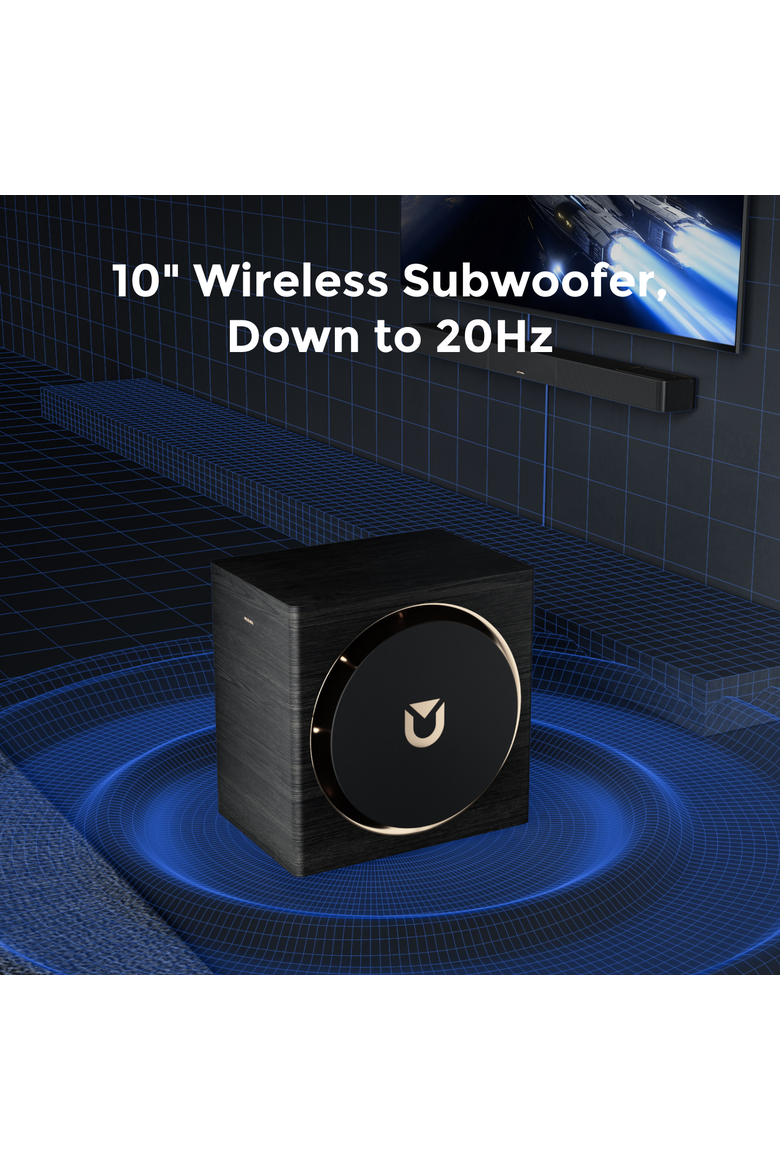 skywave series 7.1.4ch Dolby Atmos wireless surround sound system with 10" subwoofer and 2 surround speakers, Alternate, color, Black