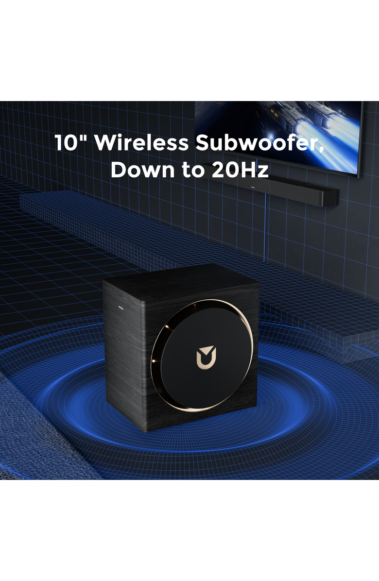 Ultimea skywave series 7.1.4ch Dolby Atmos wireless surround sound system with 10" subwoofer and 2 surround speakers, Alternate, color, Black