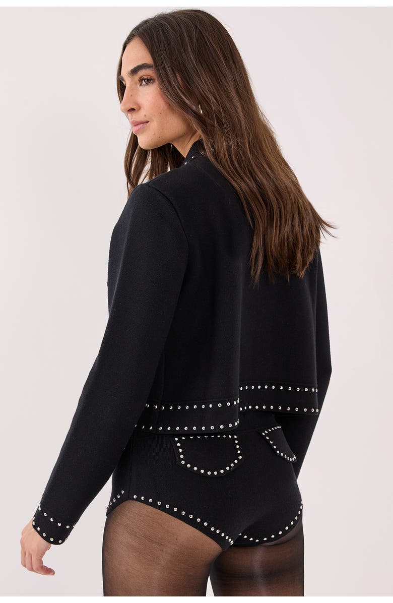 NASTY GAL Knitted Western Stud Detail Shorts, Alternate, color, Black