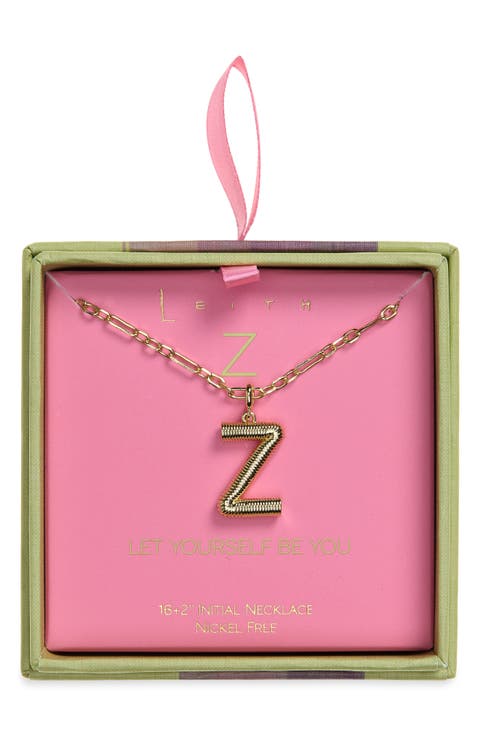 Initial Pendant Paper Clip Chain Necklace
