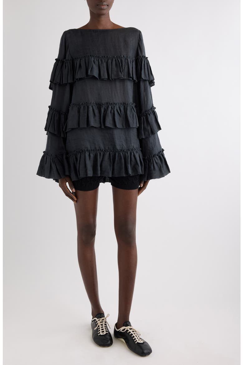 Carlice Ramie Mousseline Top, Alternate, color, BLACK