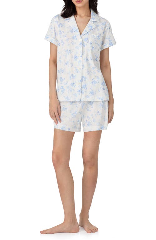 Ralph Lauren Lauren  Print Cotton Blend Short Pajamas In Blue Floral