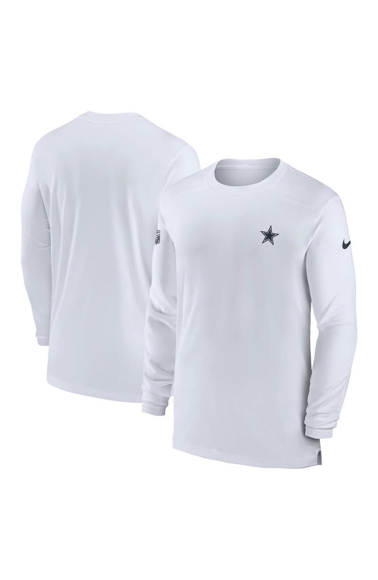 Nike Men's Nike White Dallas Cowboys Sideline Coach Performance Long Sleeve T-Shirt, Main, color, 