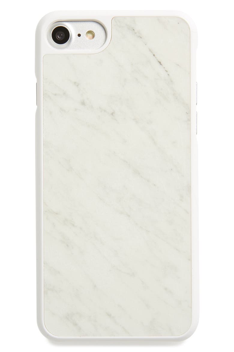 Genuine White Marble iPhone 6/6s/7/8 & 6/6s/7/8 Plus Case, Main, color, WHITE