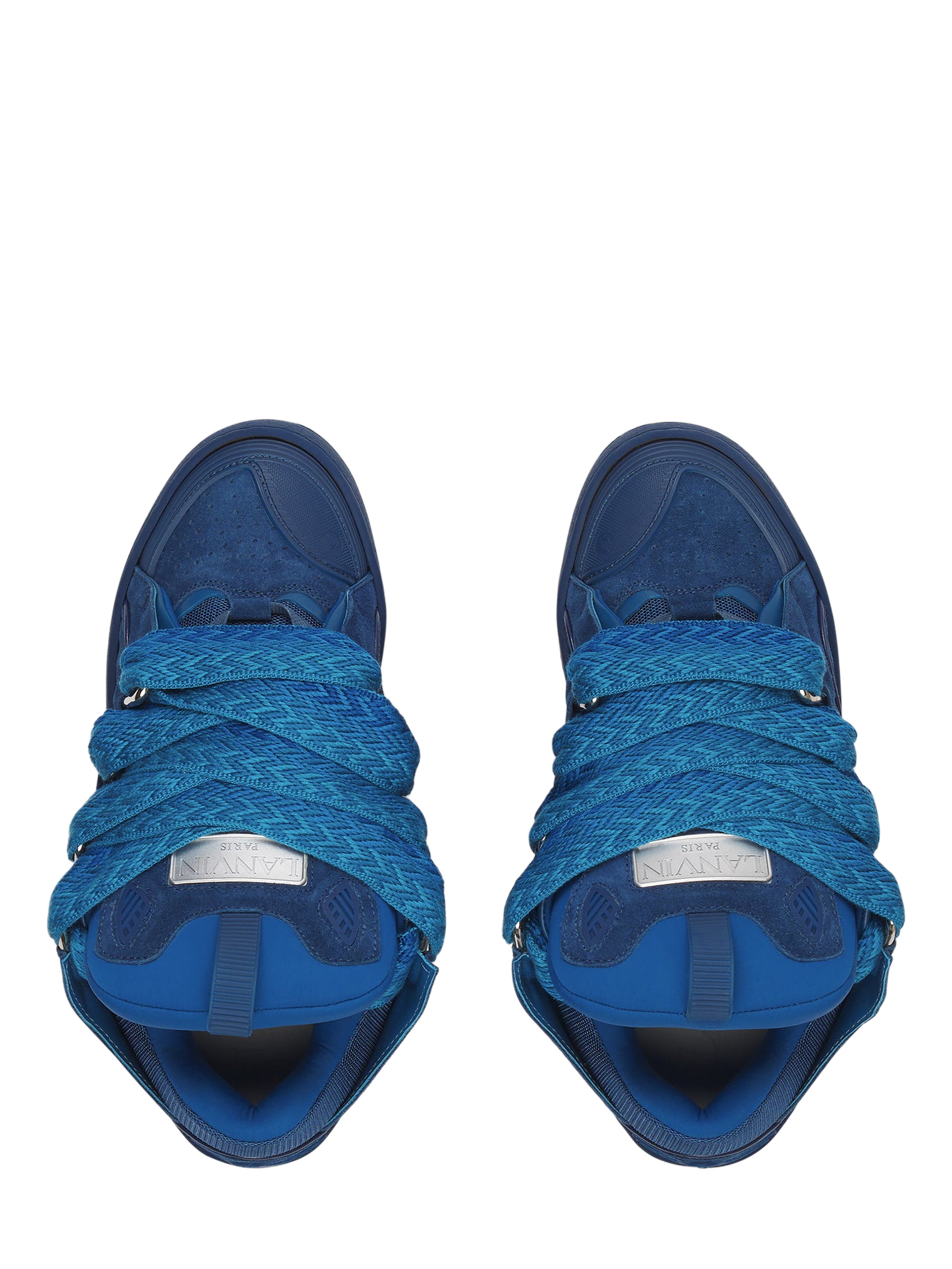 Curb Monochrome Leather sneakers, Alternate, color, Petrol Blue