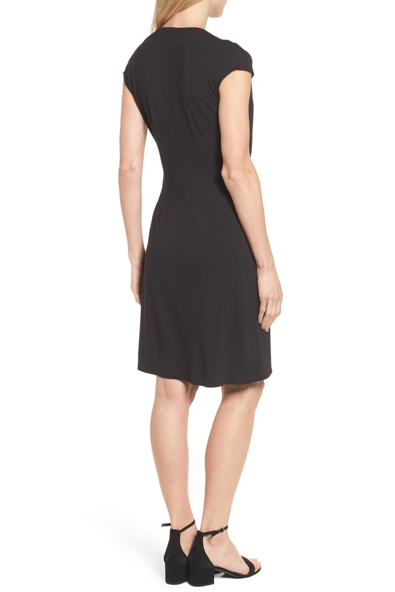 Tambour Side Gathered Jersey Dress, Alternate, color, BLACK