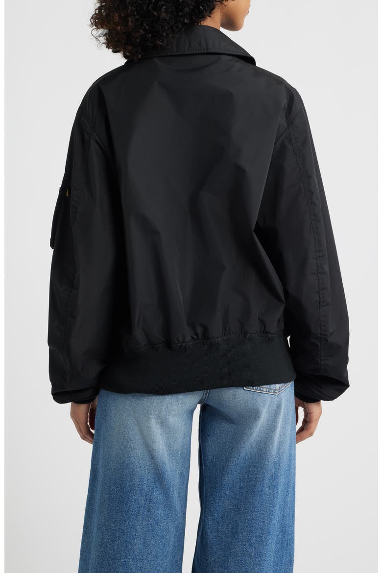 Patch Detail Relaxed Fit Flight Jacket, Alternate, color, BLACK