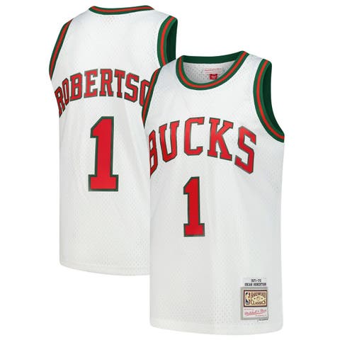 Men's Mitchell & Ness Oscar Robertson White Milwaukee Bucks Hardwood Classics Swingman Jersey