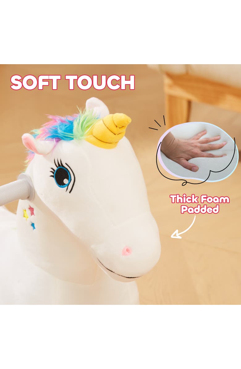 Qaba 6V Ride on Unicorn with Music, Forward, Foot Pedal, Alternate, color, White