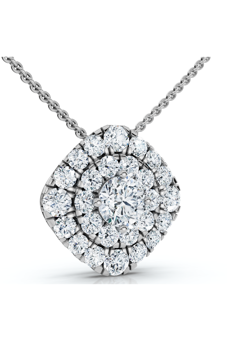 2Ct Diamond (1ct center) Cushion Pendant Necklace Lab Grown 3/4", Alternate, color, Silver