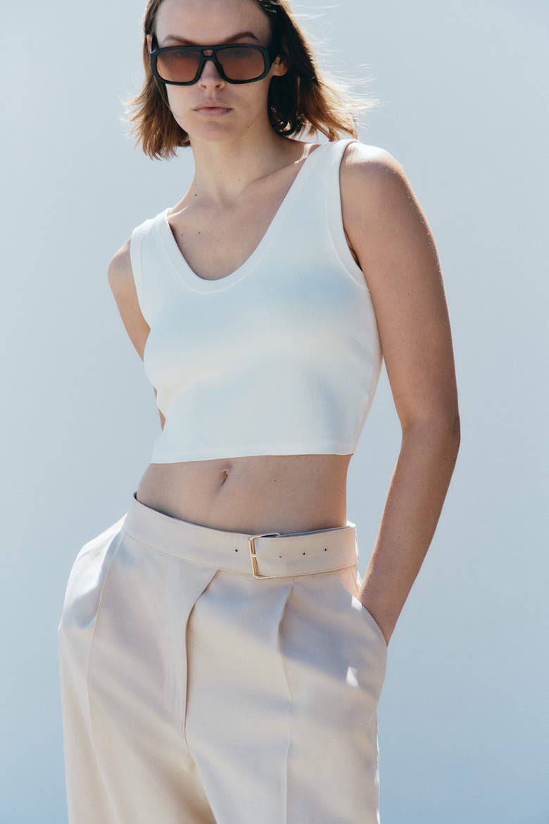 Straight-leg Pants With Belt, Alternate, color, Light beige
