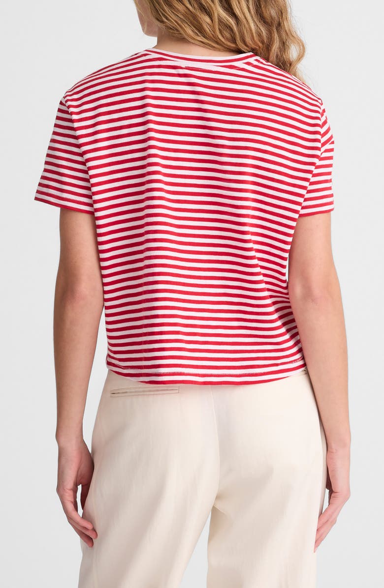Madewell Stripe Boxy Crop Slub T-Shirt, Alternate, color, Festival Red
