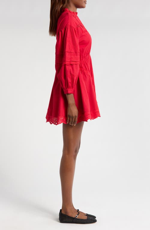DAMSON MADDER DAMSON MADDER CLANCY LACE & EYELET LONG SLEEVE ORGANIC COTTON MINIDRESS