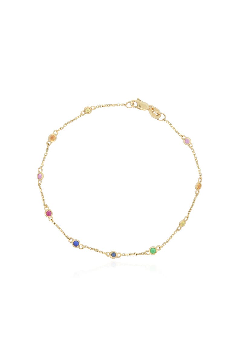 The Lovery Fine Jewelry Rainbow Gemstone Station Bracelet, Main, color, Rainbow Gemstone