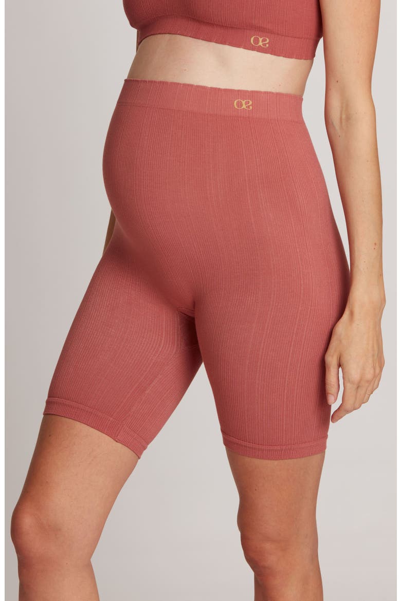 Zoe Rib Maternity Shorts, Main, color, TERRACOTTA