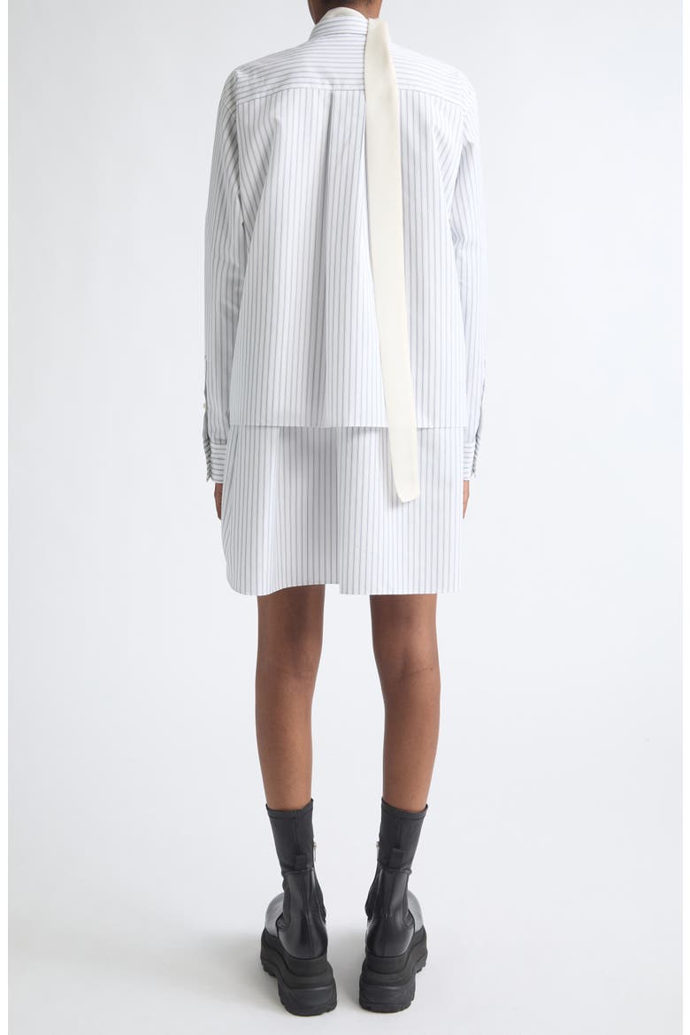 Stripe Layered Long Sleeve Poplin Dress with Satin Tie, Alternate, color, OFF WHITE STRIPE