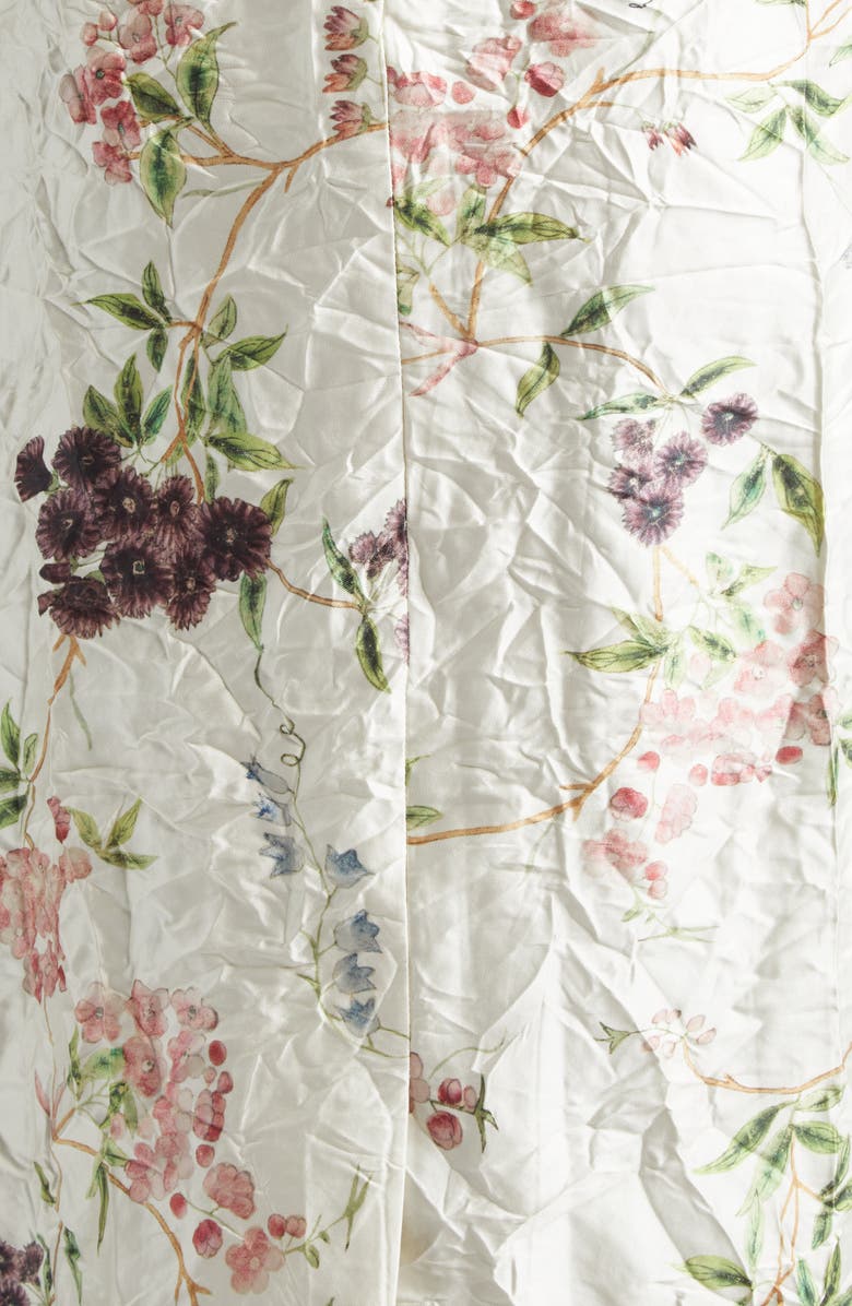 Erdem Floral Print Textured Satin Midi Pencil Dress, Alternate, color, French Chintz Multi White