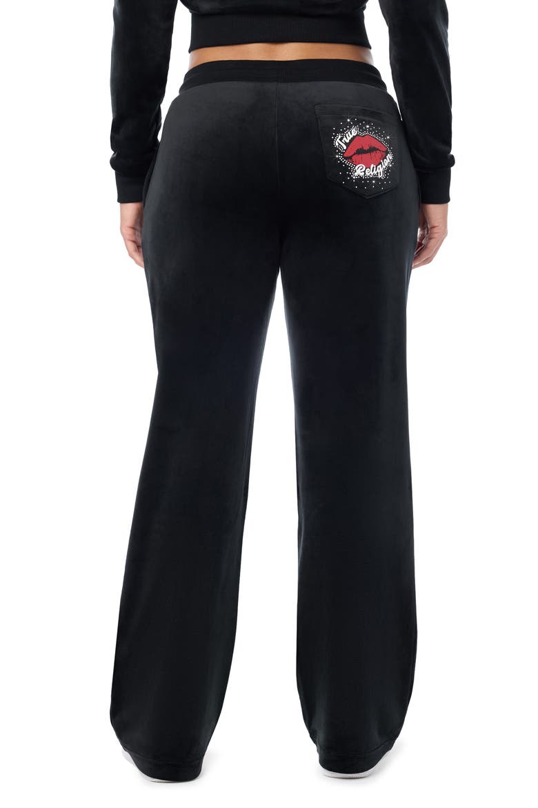 Kiss Velour Straight Leg Pants, Alternate, color, JET BLACK