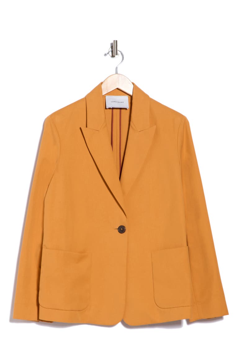 Cotton Blend Blazer, Main, color, SAFFRON
