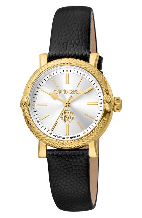 Snakeskin Embossed Leather Strap Watch, 30mm