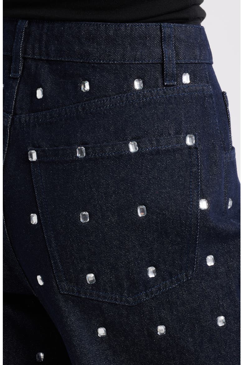 Leo Crystal Embellished Wide Leg Jeans, Alternate, color, OPEN BLUE