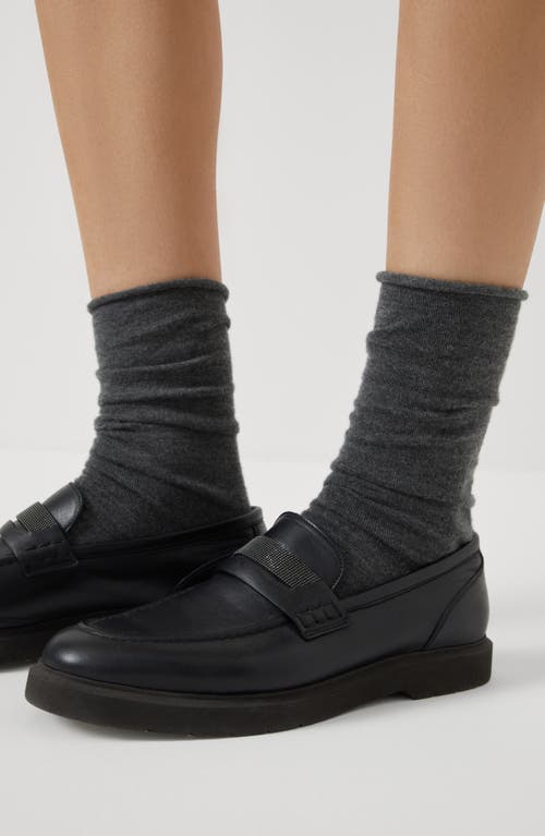 Brunello Cucinelli Cashmere Knit Socks In Lead