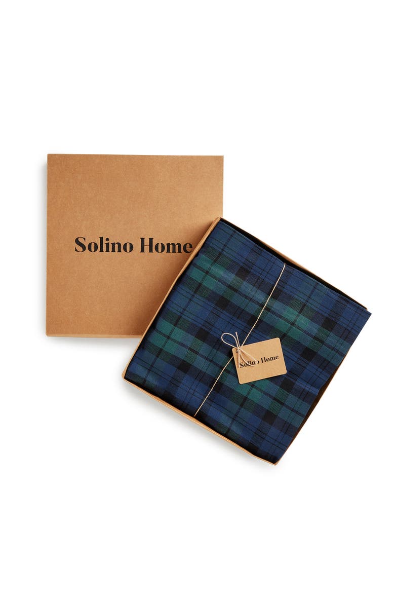 Solino Home Linen Tablecloth for Dining Table, Holiday and Everyday Dining Table Decor - Blackwatch Plaid, Alternate, color, Blue And Green