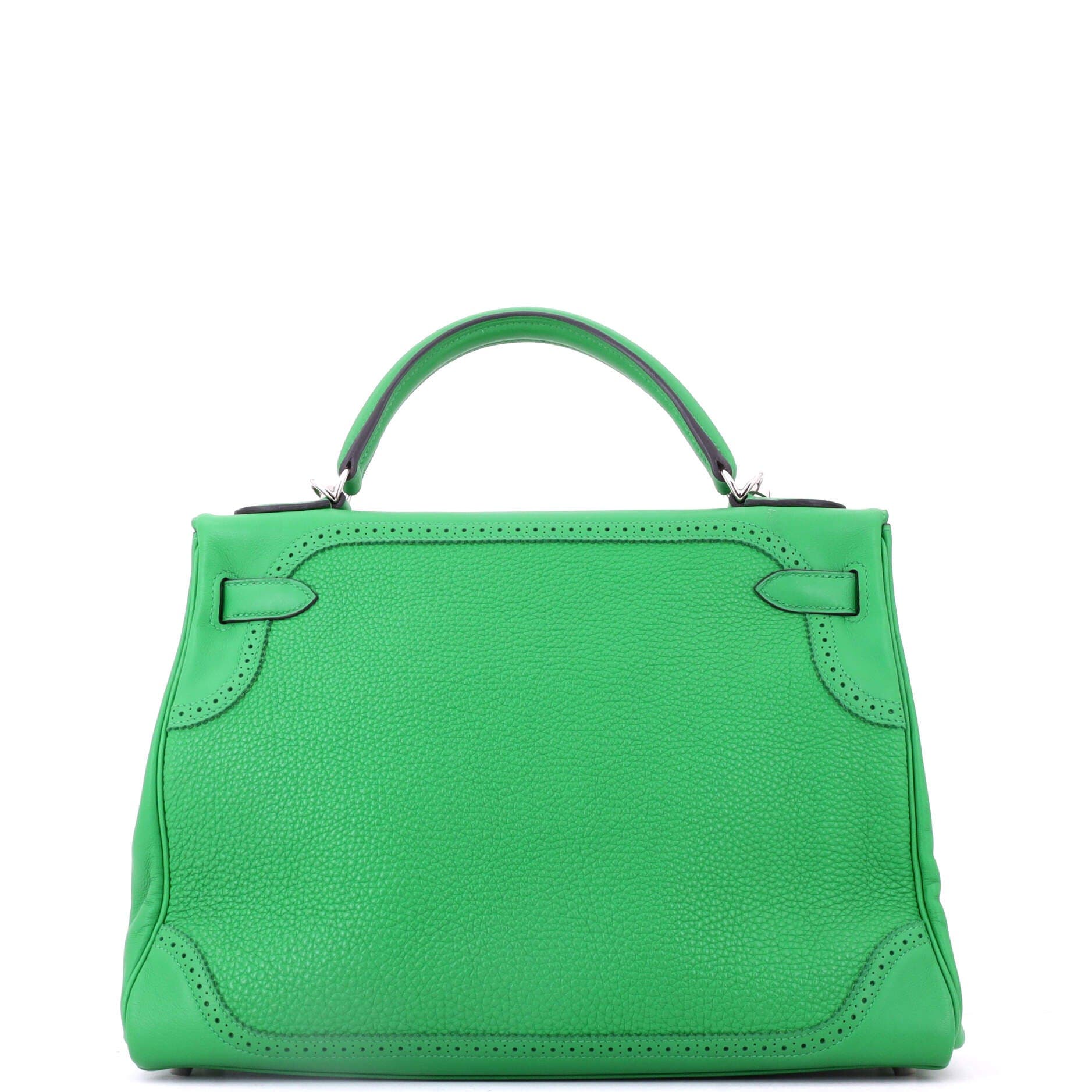 Kelly Ghillies Handbag Green Togo and Swift with Palladium Hardware 32, Alternate, color, Green