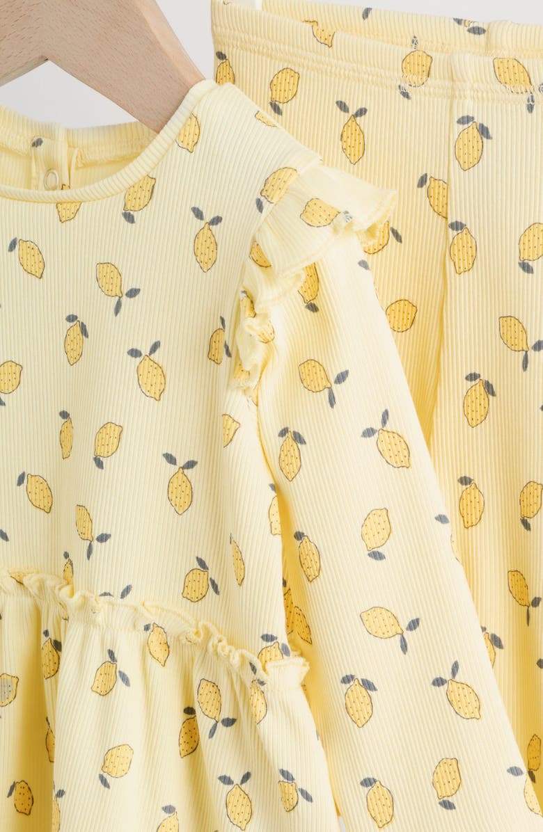 NEXT Lemon Print Peplum Top & Leggings Set, Alternate, color, Yellow