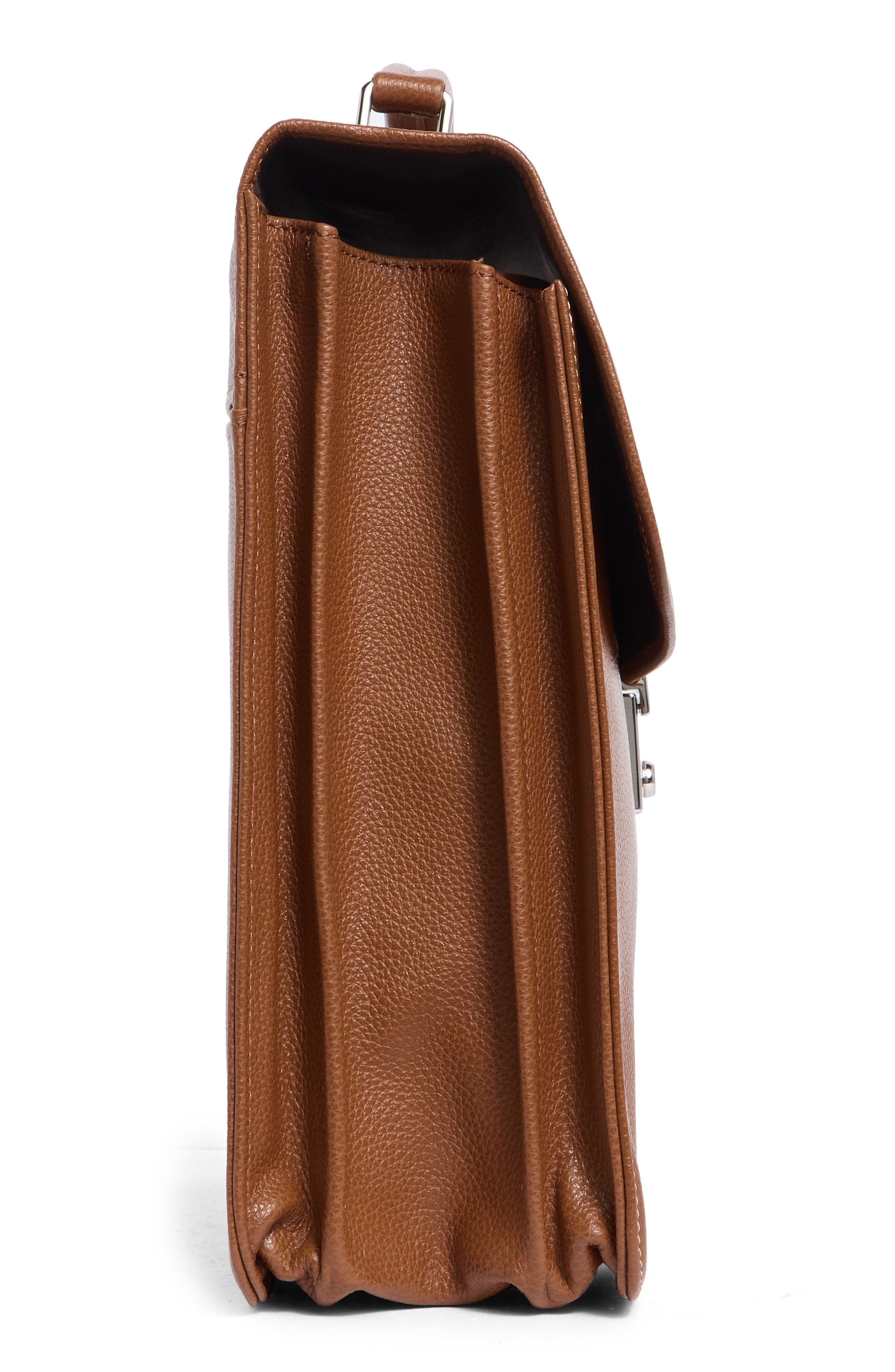 Longchamp Le Foulonne Leather Briefcase, Alternate, color, Cognac