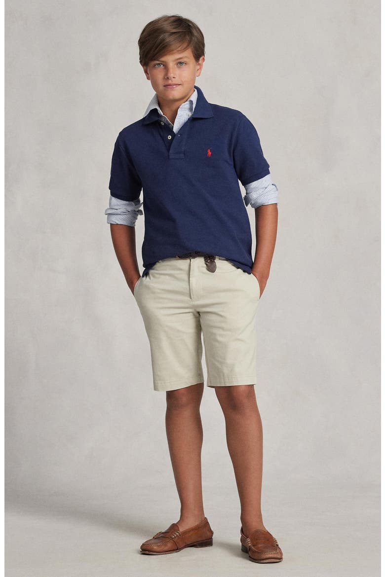 Kids' Flat Front Cotton Stretch Twill Chino Shorts, Alternate, color, NATURAL-101